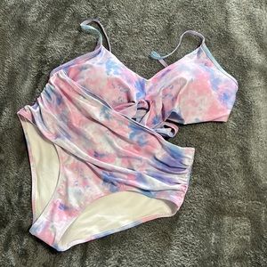 Brooklyn High Waist Slimming Design Bikini, Size XL, Tie Dye Cotton Candy